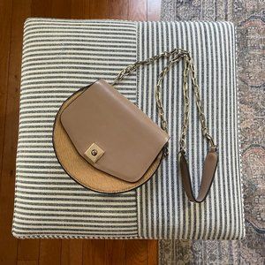 Zara Faux Leather Calf Hair Crossbody Purse Tan